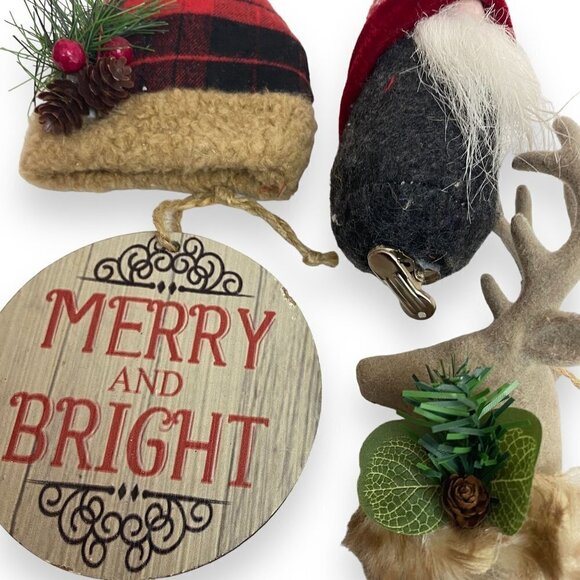 Woodland Christmas Ornaments Set of 4 Rustic Farmhouse Holiday Decor Ref#1 - Picture 2 of 4